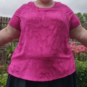 Pink Mesh Overlay Tee RXB 3X